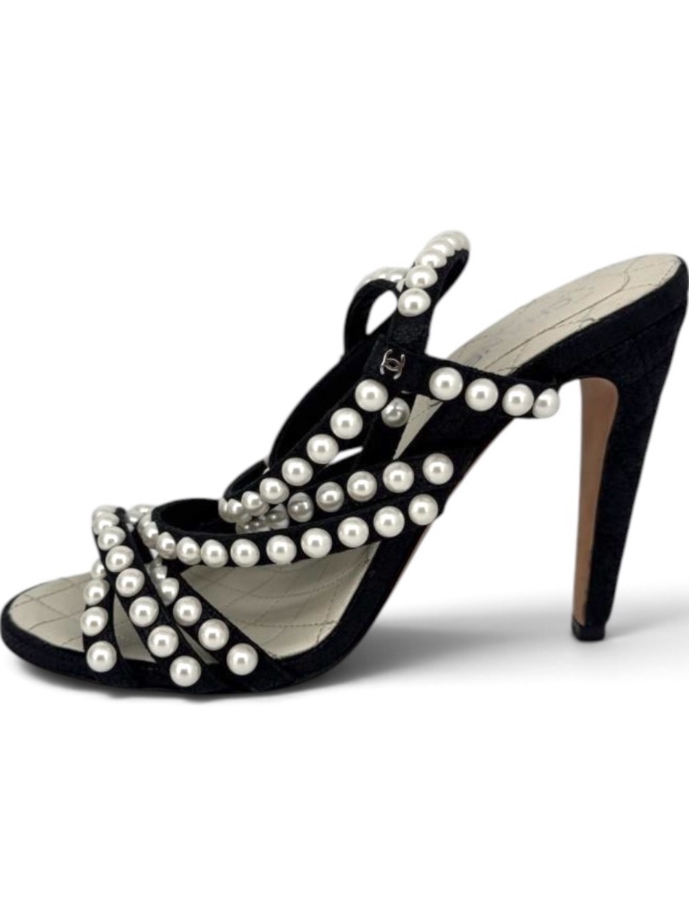 Chanel Pearl-Embellished Multi-Strap Sandals, 36.5C (6.5C), 105mm